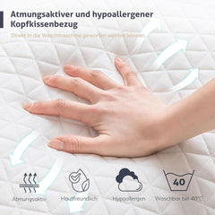 Pernă EGO HOME din spumă cu memorie 40x80 cm cu spumă cu memorie mărunțită - Pernă respirabilă, ergonomică pentru susținerea gâtului, pentru cei care dorm pe o parte, pe spate sau pe burtă - Certificată Oeko-Tex - Husă lavabilă