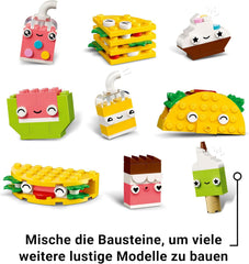 LEGO Classic Creative Snack Bauspaß, Spielzeug mit Essen für fantasievolle Rolenspiele, Bauset für Jungen und Mädchen ab 4 Jahren, Cupcake, Avocado, EIS am Stiel und Taco 11039