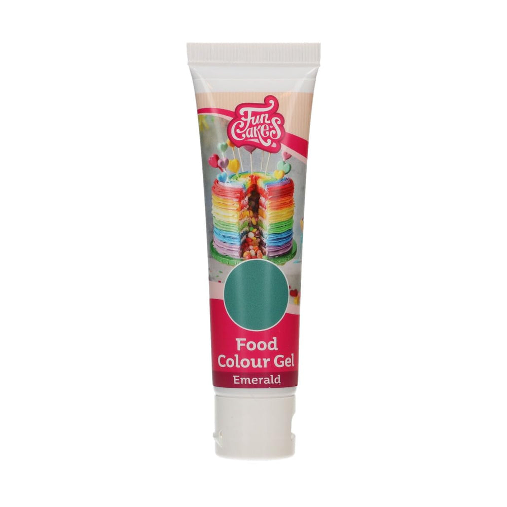 Funcakes Food Color Gel Emerald: Colorant alimentar foarte concentrat pentru aluat, cremă, fondant și marțipan. Dozare ușoară. Picătură individuală pentru a crea culori vibrante. Halal. 30 g.