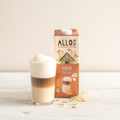 Allos Bio Haferdrink Barista | Milchalternative aus Hafer | Schaumbarer Drink auf Pflanzenbasis | Idealny do kawy Napój wegański, bez laktozy | 1 litr (6 sztuk)
