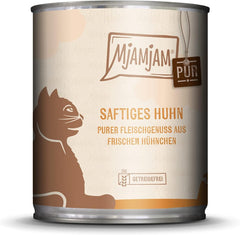 MjAMjAM - Hrană umedă premium pentru pisici - plăcere pură cu carne - pui suculent, pachet de 6 (6 x 800 g), fără cereale cu extra carne