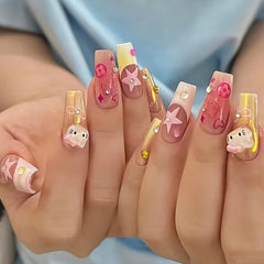 Talisoane 3D pentru unghii cu pisici, sclipici pentru unghii, paiete, talisoane pentru unghii din rășină, pietre prețioase pentru unghii, diamante pentru nail art, inclusiv stick de ceară pentru unghii cu strasuri (pisică colorată)