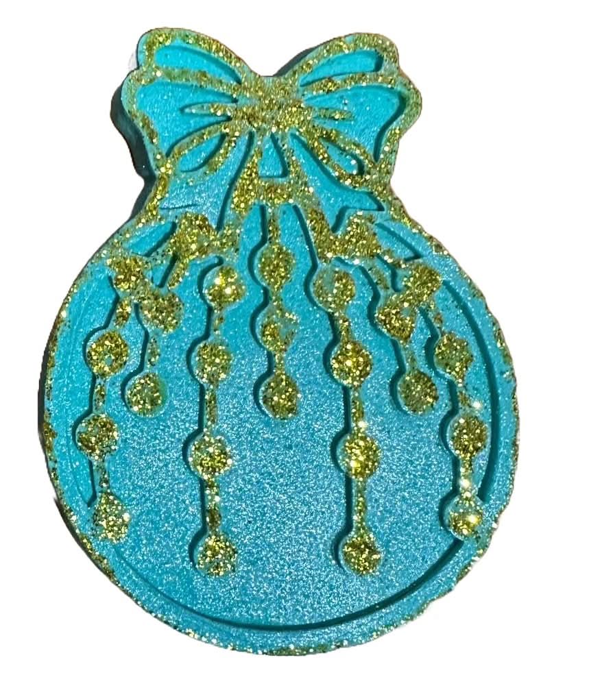 Decoratiune comestibila din zahar, Glob de brad, turcoaz Nati Shop