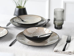 CreaTable, 24464, Seria Malmö Bej, set de veselă cu 18 piese pentru 6 persoane, set de farfurii din gresie, potrivit pentru mașina de spălat vase și cuptorul cu microunde, producție de calitate