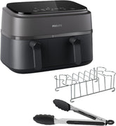 Philips Dual Basket Airfryer 3000 Series cu set de mic dejun, 9 litri, 2 sertare Electrocasnice Naty Shop Default Title