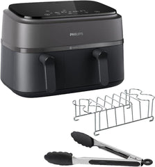 Philips Dual Basket Airfryer 3000 Series cu set de mic dejun, 9 litri, 2 sertare Electrocasnice Naty Shop Default Title