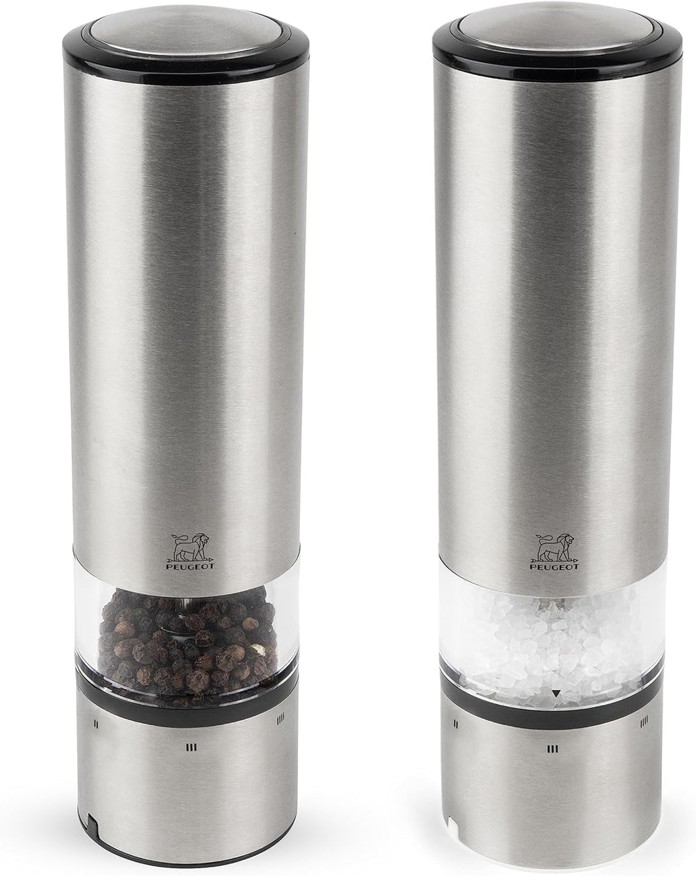PEUGEOT Elis Sense set râșniță electrică piper/sare, înălțime: 20 cm, oțel inoxidabil, argintiu Rasnite si Feliatoare Naty Shop Pfeffer Salz Set