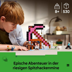 LEGO Minecraft Die Spitzhackenmine - Interaktywna gra dla dzieci - Alex, Minenarbeiter i Stray Spinnenreiter Figurki - Sammelbares Gamer Geschenk für Jungen & Mädchen ab 8 Jahren - 21277