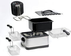 Frytkownica olejowa Bestron XL Z 3 koszami do smażenia, z technologią zimnej strefy i wyjmowanym pojemnikiem na olej, 4 litry, 2000 W AGD Naty Shop