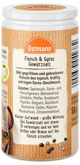 Ostmann Gewürze - Fleisch & Gyros Gewürzsalz | Pikantes Gewürz mit mediterraner Uwaga dla gegrilltes und gebratenes Fleisch | Mit praktischem Streuaufsatz | 50 g na sitku