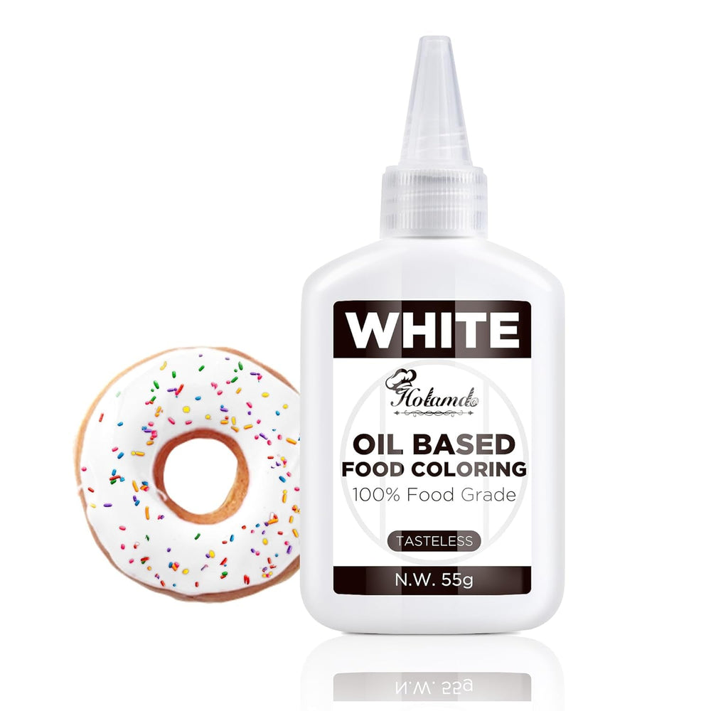 Colorant alimentar liposolubil 55g, colorant alimentar alb pe bază de ulei pentru ciocolată, fondant, macaron, decorarea torturilor, colorant alimentar concentrat pe bază de ulei pentru copt, gătit, glazură, cupcakes