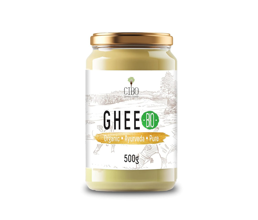 Cibo Bio Ghee 500g – Milch aus Parma und Reggio Emilia – Hergestellt in Italy – Weidekühe – Rauchpunkt 250°C – Aus Centrifugensahne