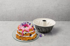 Dr. Oetker Gugelhupfform Ø 22 Cm BACK-TREND, Backform Für Gugelhupf, Runde Bundform Aus Stahl Mit Keramisch Verstärkter Antihaft-Beschichtung (Farbe: Creme/Anthrazit), Menge: 1 Stück Formy i blachy do pieczenia Naty Shop