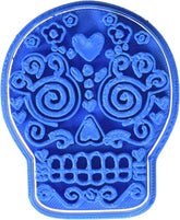 Fursecuri cu cartofi prăjiți mexicani în formă de craniu de Halloween, albastre, 8 x 7 x 1,5 cm
