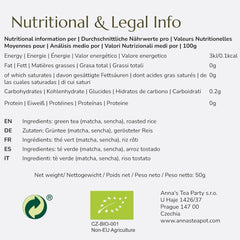 Ceai verde organic Genmaicha Anna'S Teapot - Ceai verde japonez în pliculețe cu orez brun prăjit și Matcha - 20 pliculețe piramidale în pungă resigilabilă