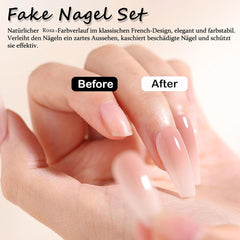 Set unghii false balerină - 240 bucăți unghii false roz liliac delicat, unghii false cu acoperire completă pentru lipire, set vârfuri unghii false pentru manichiură și artă unghii pentru femei și fete (roz lavandă)