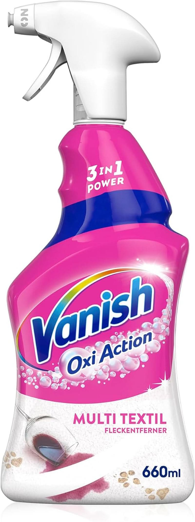 Vanish Oxi Action Multi - Odplamiacz do tekstyliów w sprayu - 660 ml - Detergent do tekstyliów do dywanów i tapicerki - przeciw brudowi i zapachowi moczu Naty Shop