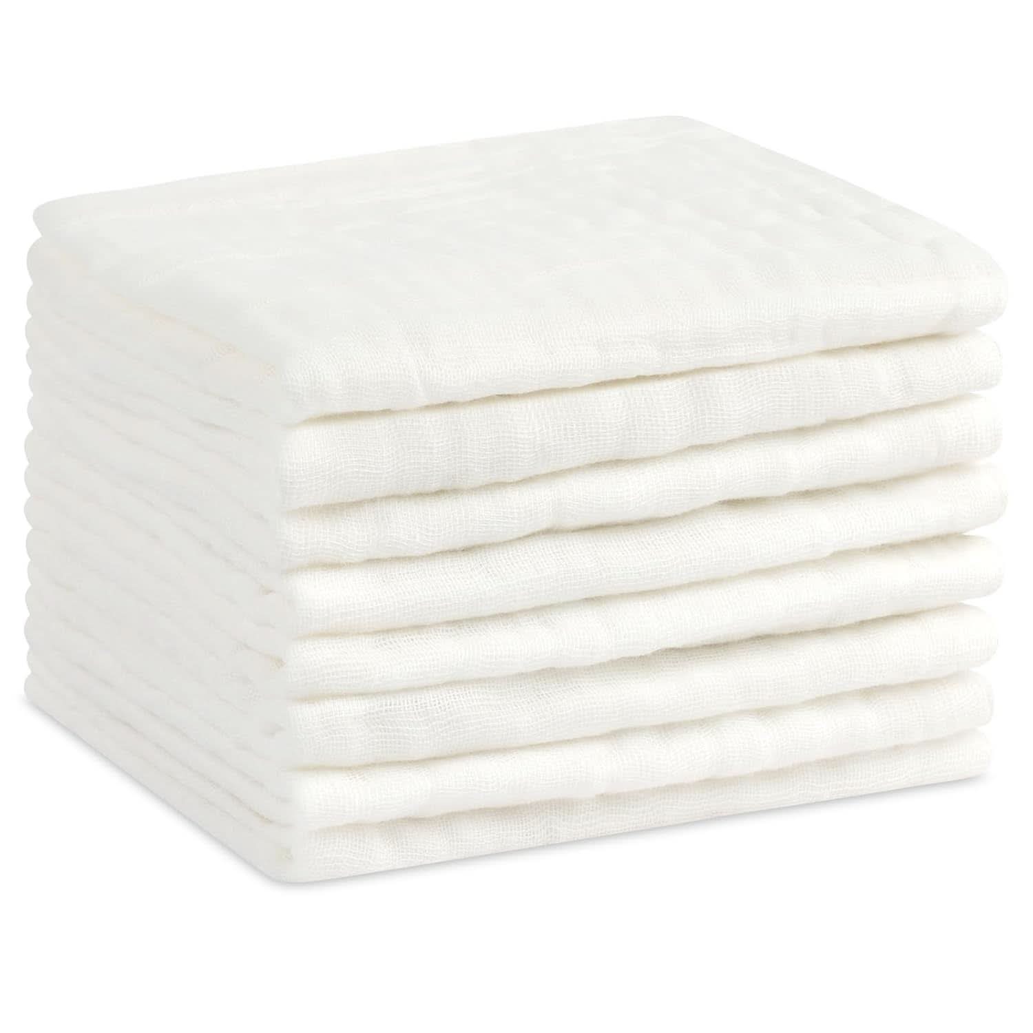 Prosoape de muselină pentru bebeluși, pachet de 8 prosoape din bumbac organic, absorbante, 25 x 25 cm Mama si Copilul Naty Shop