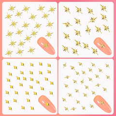 400 Stück Gold Silber Stern Nail Charms Nägel, 3D Metall Star Nagelkunst Dekorations, Star Nail Design Gemischt Größe Form Nägel Zubehör
