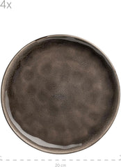 MÄSER 934073 Niara Organic Series, set de veselă modern pentru 4 persoane, cu aspect vintage incitant, serviciu combinat format din 16 piese cu o combinație specială de glazură în negru și maro, gresie