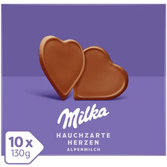 Milka I love Milka Hearts – Rozpływająca się w ustach czekolada z mleka alpejskiego i delikatnymi leśnymi orzechami laskowymi – 10 x 130g