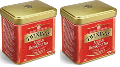 Twinings English Breakfast Tea Ceai negru vrac în cutie de ceai Ceai negru puternic din frunze de ceai de înaltă calitate culese din cele mai bune plantații de ceai din Sri Lanka și India G, neutru, 100 grame