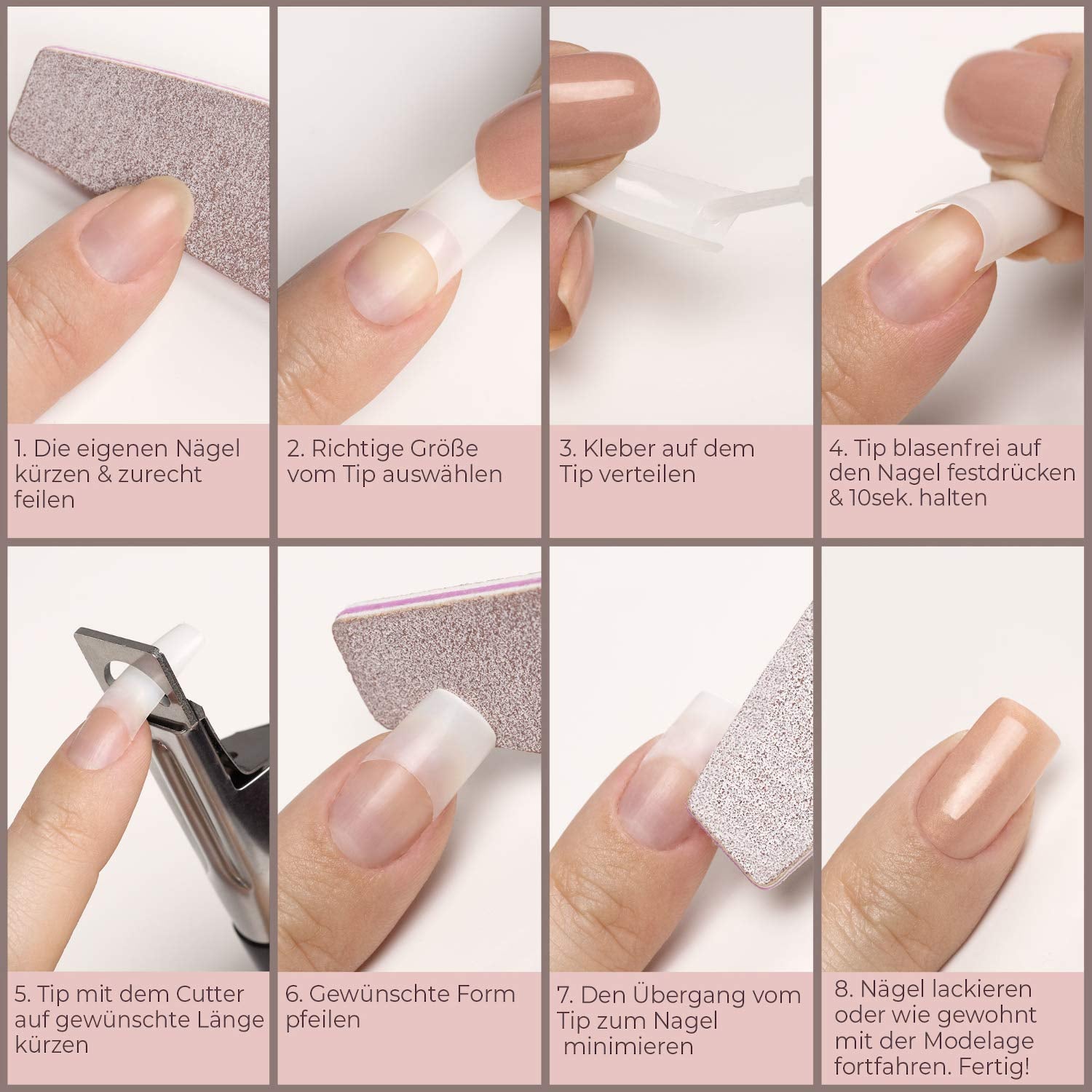 ® Unghii artificiale pentru lipire 500 bucăți Unghii false - Unghii stabile pentru unghii cu gel - Unghii cu calitate de studio (culoare naturală)