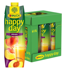 Rauch Happy Day Peach | Z owoców dojrzewających na słońcu | 6 x 1 litr, Tetra Prisma Napoje bezalkoholowe Naty Shop