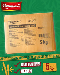 Makaron szklany DIAMOND, krótki makaron szklany ze skrobi z fasoli mung, naturalnie wegański i bezglutenowy - 1 x 5 kg