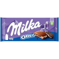 Milka Oreo – Alpejska czekolada mleczna wypełniona chrupiącymi kawałkami ciastek Oreo i gładkim kremem waniliowym – 100g