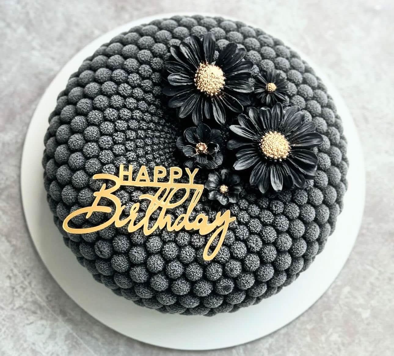 Set 5 decoratiuni comestibile din pasta de zahar, Flori negre-aurii Decoratiuni din Pasta de Zahar Naty Shop