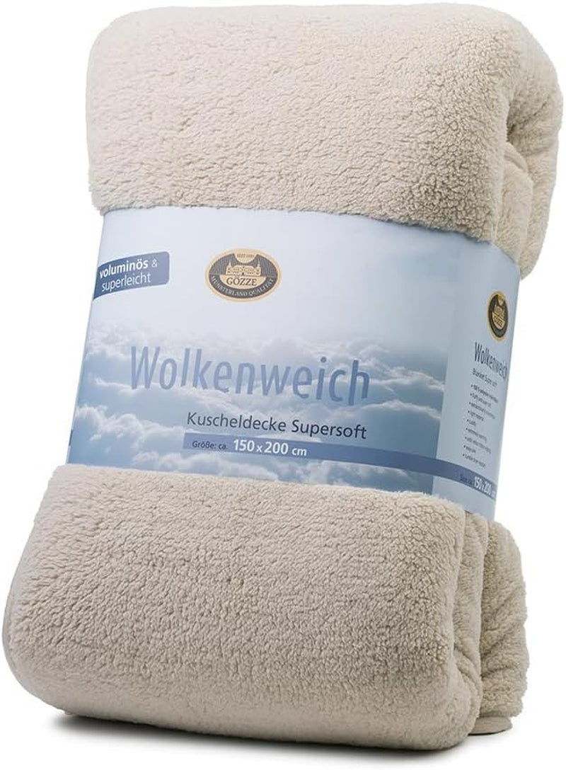 Gözze - Miękki kocyk Cloud, imitacja skóry owczej, 100% poliester (mikrofibra), 150 x 200 cm - Camel Pościele i kołdry Naty Shop Camel