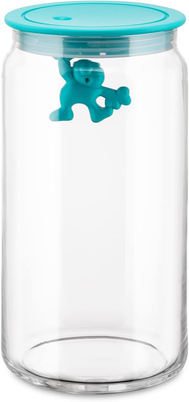 Borcan de bucătărie Alessi "Gianni" din sticlă cu capac sigilat, rășină termoplastică, negru, 27,5 x 13,5 x 28 cm Cutii depozitare alimente Naty Shop Albastru deschis 15 X 13 X 15 cm