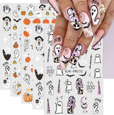 JMEOWIO Nagelsticker Halloween 9 Blatt Nail Art Sticker Selbstklebend Nagelaufkleber Süßes Gespenst Kürbis Dekoration Nageldesign Zubehör