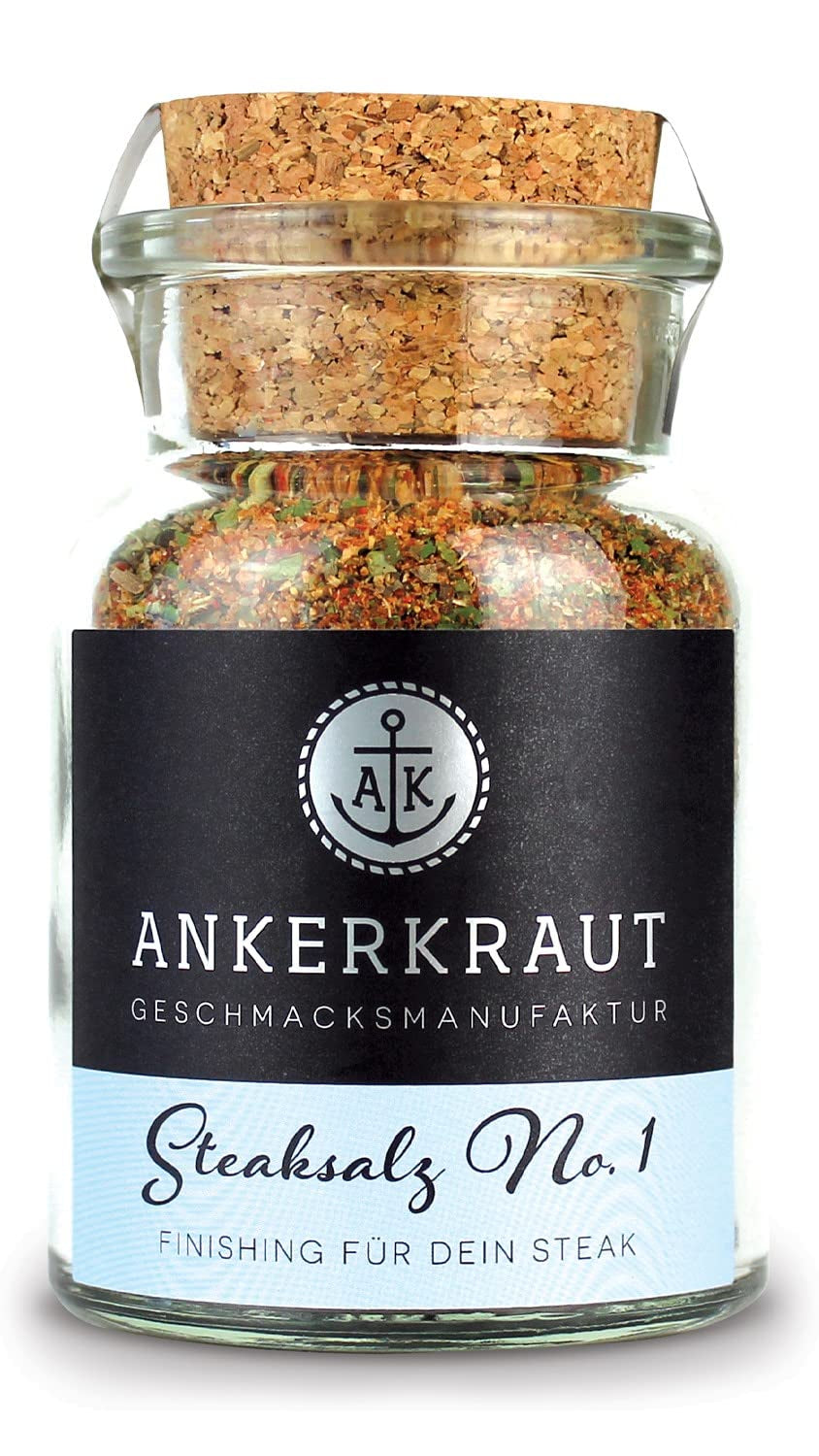 Ankerkraut Steaksalz nr 1, das perfekte Finisher- und Steakhouse-Salz, 80g w Korkenglas