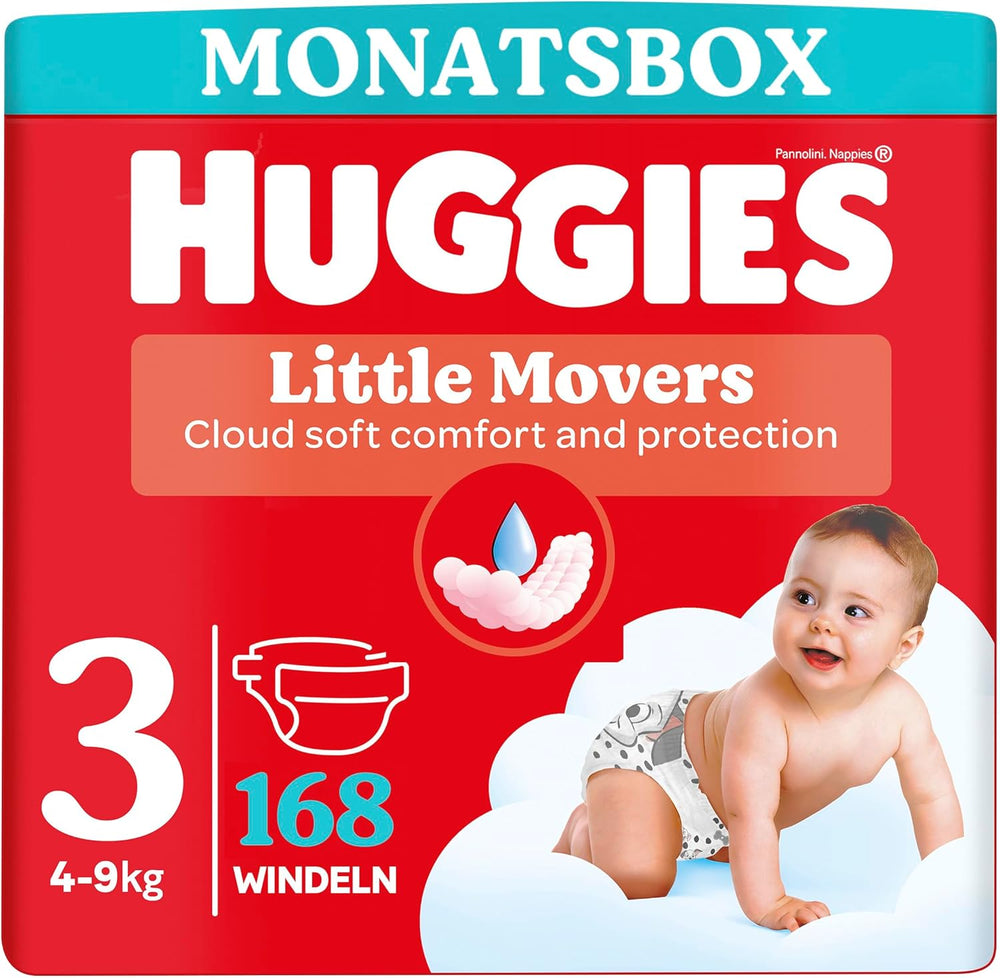 Pieluchy Huggies Little Movers, Disney Design, rozmiar 3, 168 sztuk (3 x 56), pudełko miesięczne
