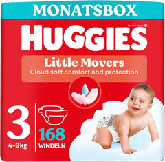 Pieluchy Huggies Little Movers, Disney Design, rozmiar 3, 168 sztuk (3 x 56), pudełko miesięczne