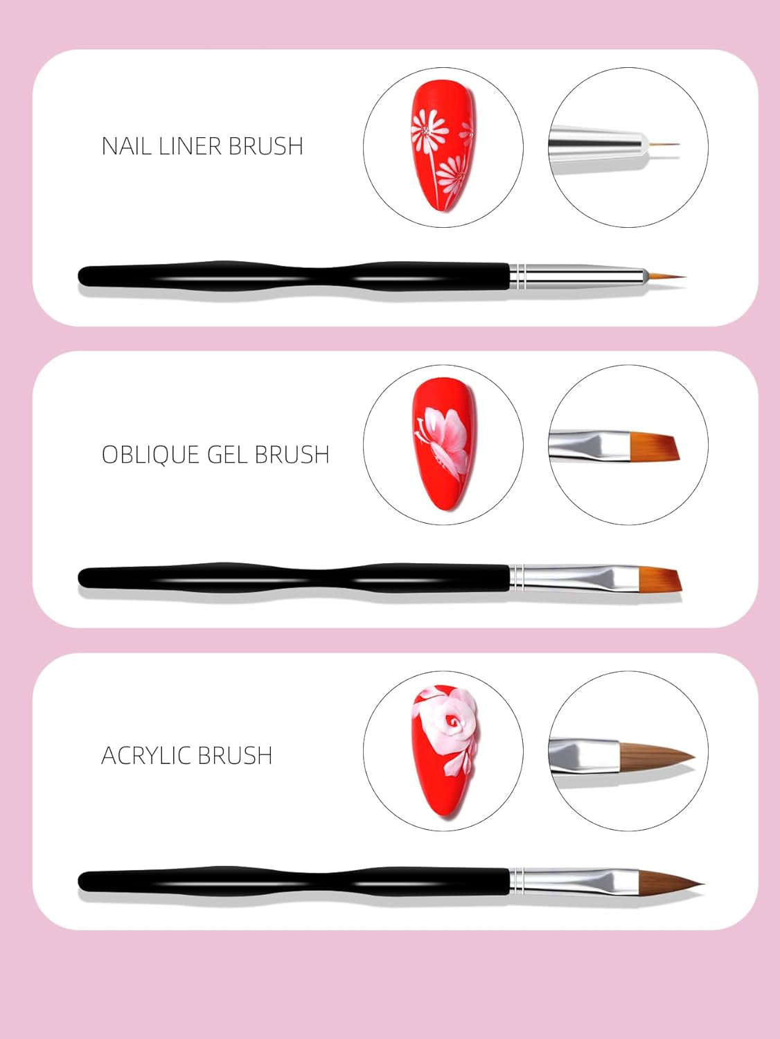 Nail Art Pinsel Set, 10Pcs Nageldesign Malerei Pinsel, Professionelle Nail Art Design Pinsel, Nail Fine Liner Pinsel, Schwarz