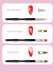 Nail Art Pinsel Set, 10Pcs Nageldesign Malerei Pinsel, Professionelle Nail Art Design Pinsel, Nail Fine Liner Pinsel, Schwarz