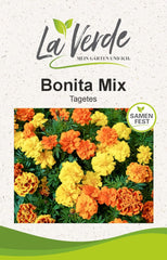 La Verde GRĂDINA MEA ȘI EU. Tagetes Bonita Mix semințe de flori pentru aprox. 100 de plante, gălbenele cu înflorire lungă, flori duble, semințe non-OMG