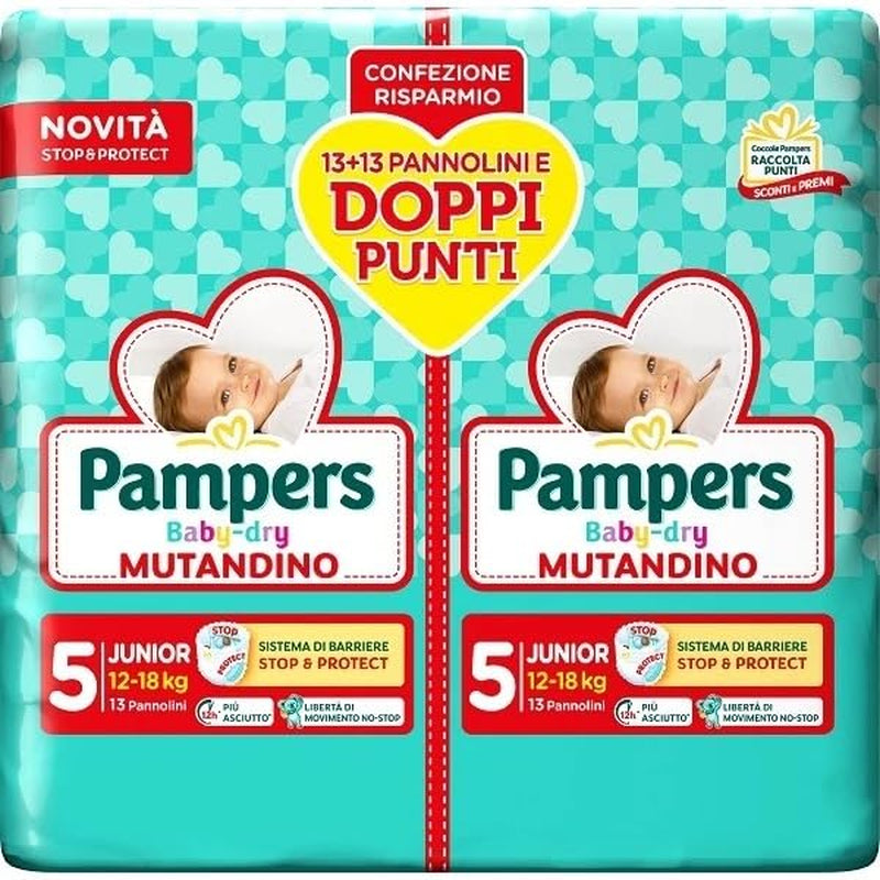 Pieluchy Pampers Baby Dry Junior, podwójne opakowanie DWCT, rozmiar 5 (12-18 kg), 28 pieluszek