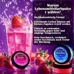 Colorant alimentar pudră - Set de 10 coloranți alimentari, Colorant alimentar pudră concentrată, Colorant alimentar pentru decorarea prăjiturilor, glazură, copt - 5G