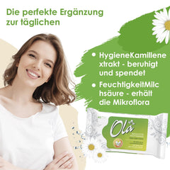 OLA hârtie igienică umedă - (1X40 bucăți) Șervețele umede - extract de mușețel și acid lactic, spălabile, piele sensibilă - 40 bucăți