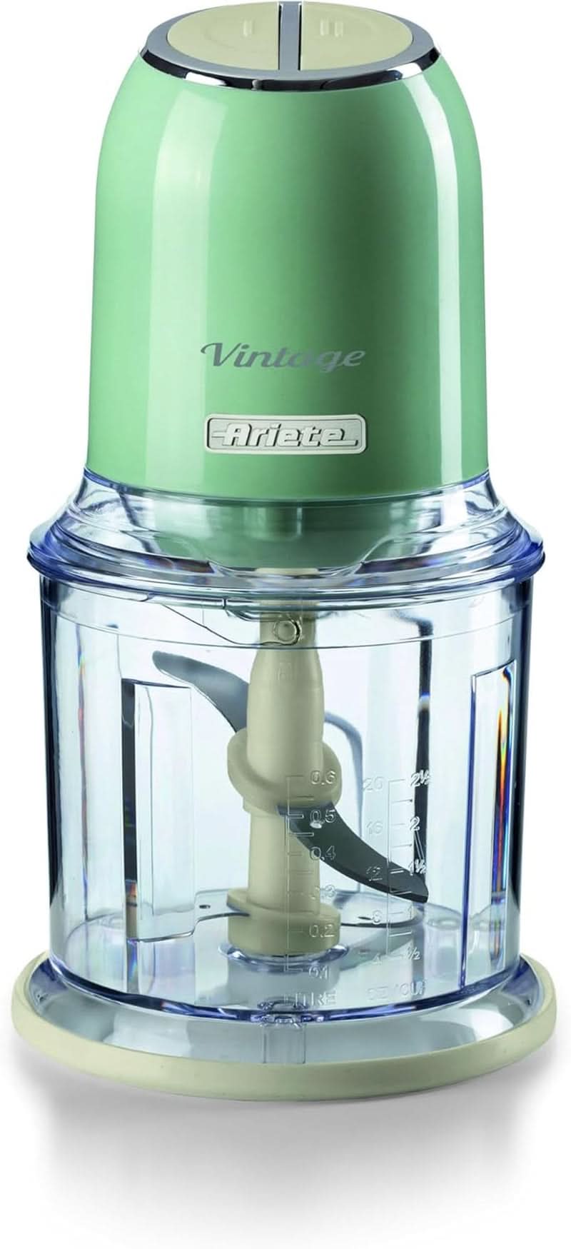 Ariete Vintage 438, Retro Elektrischer Gemüse- Und Ice-Crusher Mit 2 Geschwindigkeitsstufen, 4 Edelstahlklingen, Rutschfesten Standüßen, 600 Ml Fassungsvermögen, 400W, Beige Mama si Copilul Naty Shop Vert