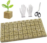 50 szt. Maty do uprawy z wełny mineralnej, kostki wełny mineralnej, izolacji z wełny mineralnej, maty do uprawy z wełny mineralnej z nożyczkami i rękawiczkami do uprawy bezglebowej, hydroponiki i przesadzania