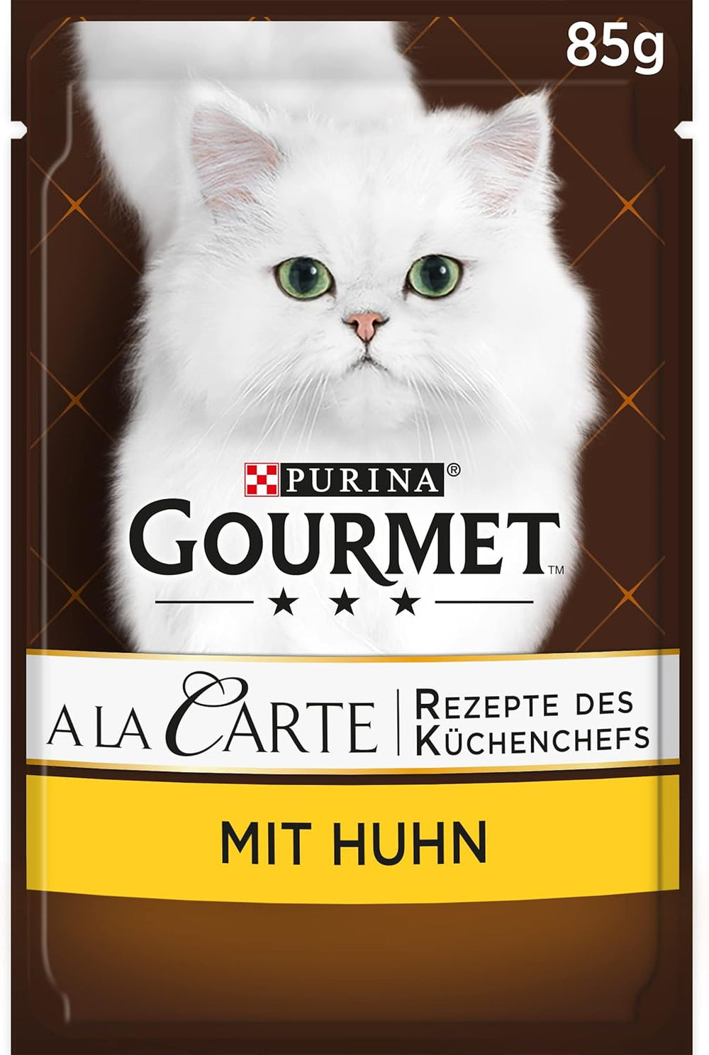 Hrană umedă pentru pisici Gourmet A la Carte cu pui, spanac și perle de paste, pachet de 26 (26 x 85g)
