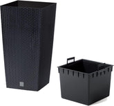 Ghiveci/ghiveci cu aspect de ratan Prosperplast cu insert | 26,5 x 26,5 x 50 cm | antracit | rezistent la intemperii și UV | fabricat din plastic robust | pentru interior și exterior