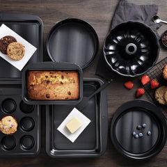 Masterpro Foodies - tavi de copt pentru 6 brioșe - Distribuție uniformă a căldurii - Fabricate din oțel carbon - Fund antiferent - Detașabil și ușor de spălat Matrite si tavi pentru copt Naty Shop