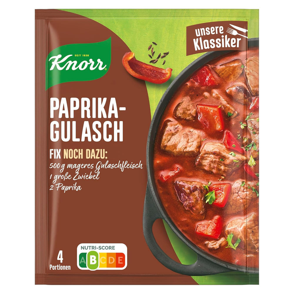 Knorr Fix Würzmischung Paprika-Gulasch für eine leckeres Fleischgericht mit natürliche Składnik 4 Porcje