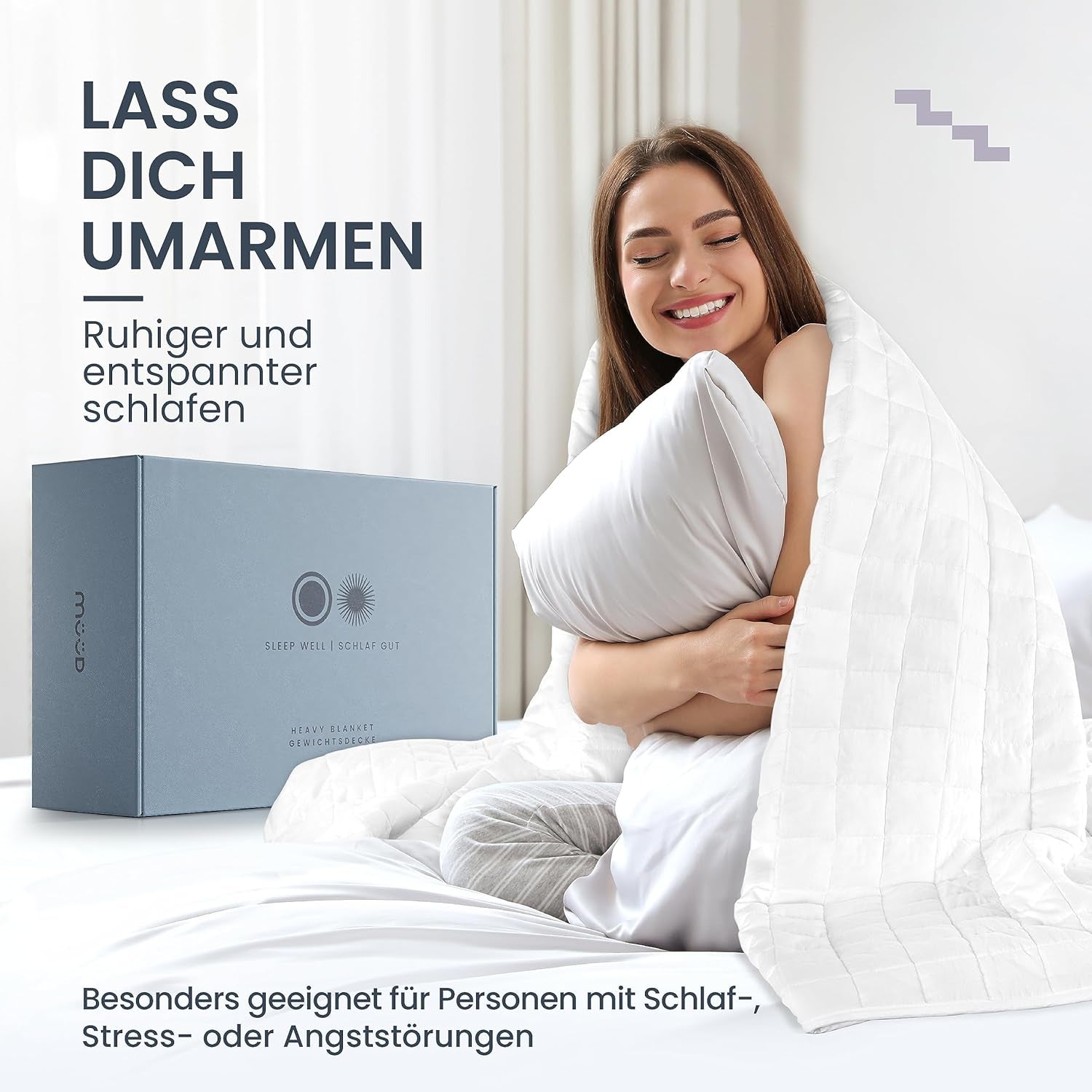 Pătură terapeutică de 7 kg I 135X200Cm I Pentru somn odihnitor I Pătură ponderată de înaltă calitate din bumbac respirabil I Reducătoare de stres și terapeutică - Inclusiv cutie de ambalare cu mâner de transport Paturi si Cuverturi Besuche den müüd-Store